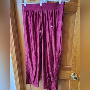 VTG 90s Nike Tear Away Track Pants Maroon L Swoosh Basketball Snap Button